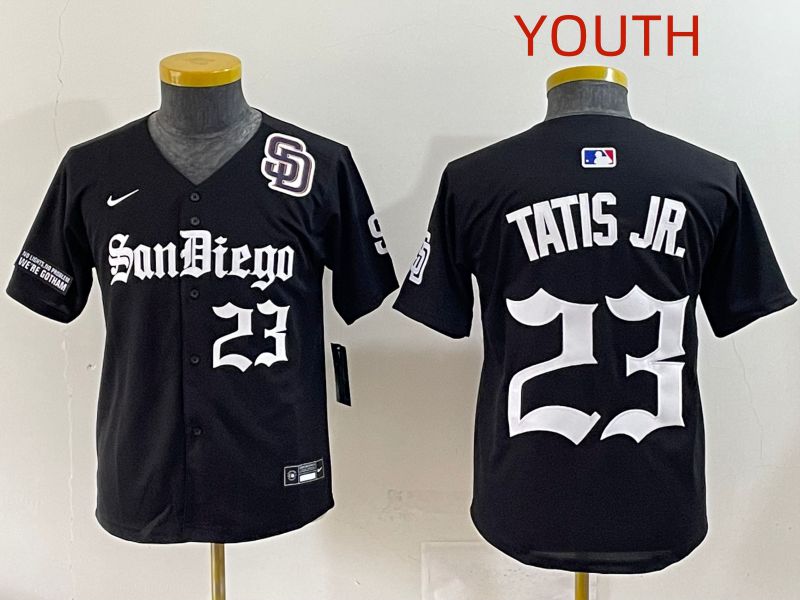 Youth 2025 San Diego Padres #23 Tatis jr Black Five generations Joint Name Nike MLB Jersey style 10
